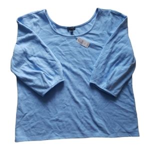 Talbots plus petites blue billowy sleeve womens shirt 1XP